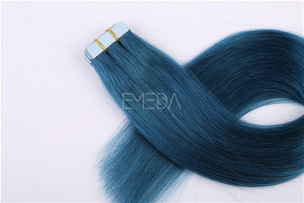 Blue color human hair tape hair extension ZJ0050